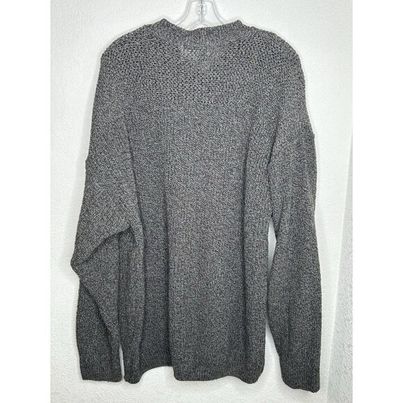 Eddie Bauer Sweater Mens Extra Large Gray Chunky Cable Knit Fisherman Henley XL - Picture 3 of 11